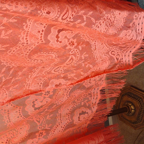 Bright Peach / Orange Shawl ( one size fits all) - Picture 3 of 3